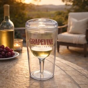 Vino2Go 10 oz Double Wall Insulated Acrylic Travel Wine Tumbler Clear Lid - More
